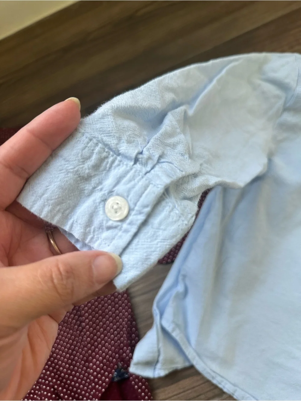 Polka Dot Polo Boys 4t Burgundy Button-Up Shirt & Light Blue Oxford Shirt